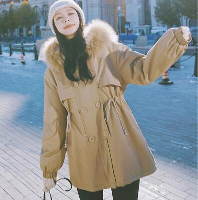 #ad Womens Fashion Winter Fur Collar Hood Long Sleeve Warm Fur Lining Coats Parkas