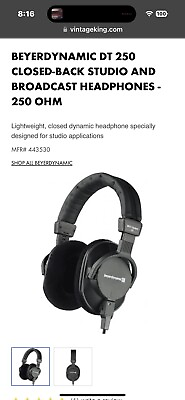 #ad Beyerdynamic DT 250 Monitoring Studio Headphones Recording Excellent Condition