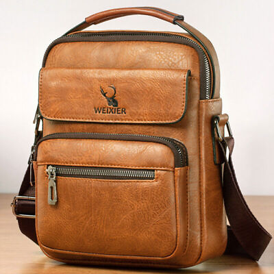 Mens Shoulder Messenger Bag 8quot; Handbag Business Faux Leather Outdoor Sport Bag