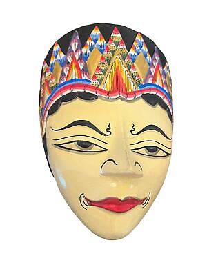 #ad Traditional Batik Wood Mask from Java quot;The Lonely Womanquot;