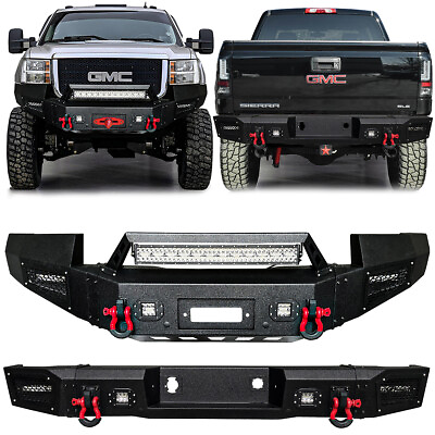 #ad For 2011 2014 GMC Sierra 2500 3500HD Front or Rear Bumper with D Ring and Lights