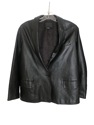 #ad Alexander Wang Womens Leather Blazer Jacket Black Size 8