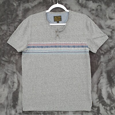 #ad Lucky Brand Mens Medium Gray Henley Cotton Blend Pullover Casual T Shirt