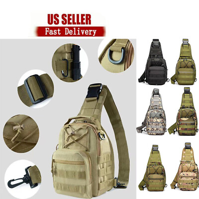 #ad Men Molle Pouch Tactical Chest Shoulder Sling Bag Fanny Pack Cross Body Backpack