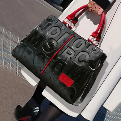 #ad Genuine Leather Tote Bag For Women Luxury Letter Embossed Handbag