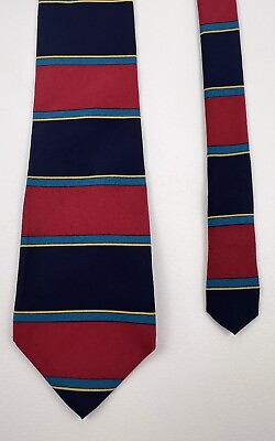 #ad Christian Dior Mens Tie Imported Silk Teal Blue Yellow Wine Neck Tie