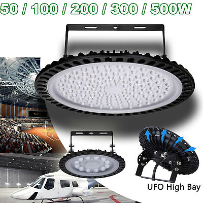 #ad 10 Pack 500W 300W 200W 100W 50Watt LED High Bay Light UFO Warehouse Shop Lights