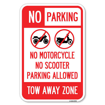 #ad No Parking No Motorcycle No Scooter Parking All Heavy Gauge Metal Parking Sign