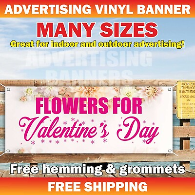 #ad FLOWERS FOR Valentine’s Day Advertising Banner Vinyl Mesh Sign Jewelry Gift Sale