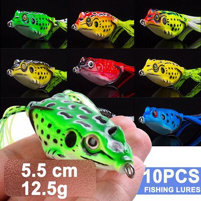 #ad 10pcs Frog Soft Lures 5.5cm 12.5g Topwater Bass Fishing lures lots Crankbaits