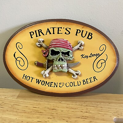 #ad Key Largo Pirates Pub Hot Women Cold Beer 3D Pirate Wall Plaque Man Cave Den