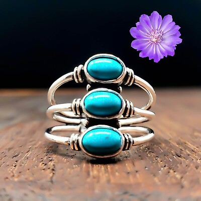 #ad Turquoise Gemstone 925 Sterling Silver Ring Handmade Jewelry All Size