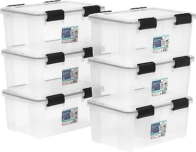 #ad NEW Iris 110380 19 qt. Capacity Plastic Clear Stackable Storage Tote Pack of 6