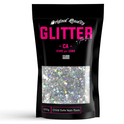 #ad 3mm Stars Silver Holographic Ultra Sparkle Glitter 50g 1.75oz Festival Glitter
