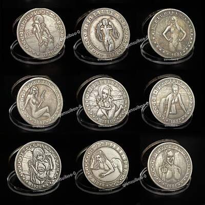 #ad Set of 9 Coins Young Beauty Girls and Ladies Hobo Nickel Coin ENGRAVING ART #B