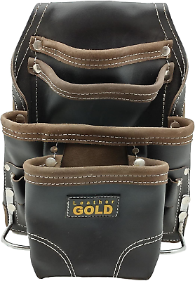 #ad LEATHER GOLD Heavy Duty Tool Pouch Carpenters Tool Pouch 3150 Black 10 2