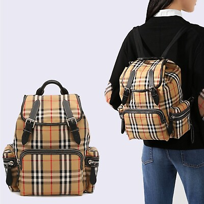 #ad NWOT Burberry London Vintage Check Beige Rucksack Backpack Medium Iconic Bag