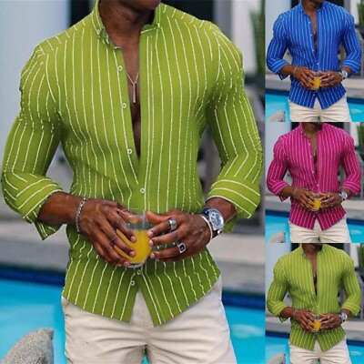 #ad Mens Shirts Lapel Neck Tops Men Lightweight Long Sleeve Daily Wear Tunic Shirt