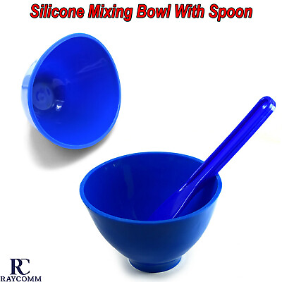#ad Dental Flexible Silicone Mixing Bowl Blue Spatula Hygienist Impression Lab Tools
