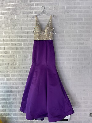 #ad Nordstrom Couture Designer Dress Gown BLUSH Purple Satin BEADED Bling 10 ❤️kwh2j