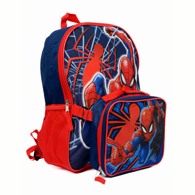 MARVEL SPIDERMAN 16quot; Backpack SET w Lunch bag Boys Kids School Toy Gift Book Bag $18.35