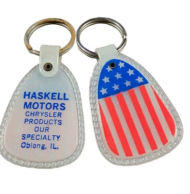 #ad #ad Oblong Illinois 2 Vintage Haskell Motors Advertising Keychains Key Ring Chains
