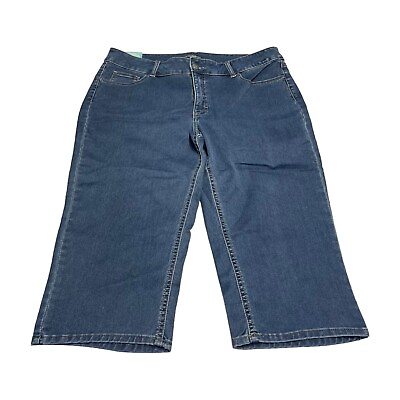 #ad Riders By Lee Capri Pants Women#x27;s Medium Blue Cotton Stretch 5 Pockets Mid Rise