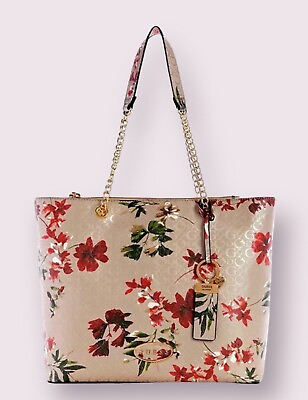 #ad Tote Bag Carryall Aubrianna Logo Embossed Floral Print By Guess