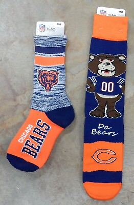 #ad 2 Pack NFL Chicago Bears Gift Set OSFM Retro Flag Mascot Medium Socks Fields