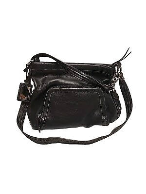 #ad Tignanello Large 13x10 Black Leather Shoulder Bag Purse Card Holders Pockets