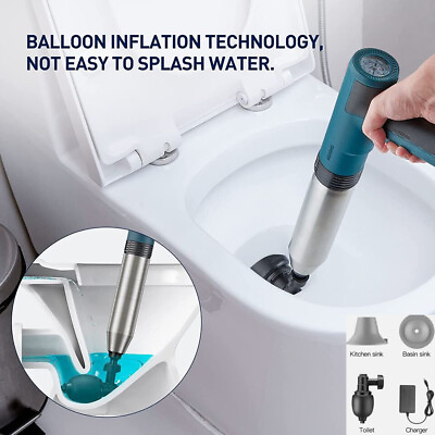#ad Toilet Plunger High Pressure Electric Air Drain Blaster Sink Dredge Clog Remover