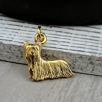 #ad Gold Skye Terrier Charm Yorkie Yorkshire Terrier Pendant Jewelry NEW