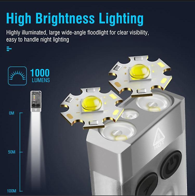 #ad V10 Rechargeable LED Keychain Flashlight 1000 Lumens IPX4 Mini EDC With UV Magne