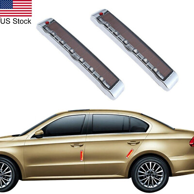 #ad 2x Strobe Warning LED Light Solar Car Door Edge Guard Anti collision Anti static