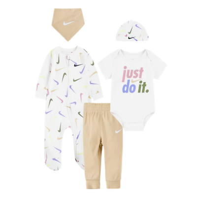 #ad 5 Piece Nike Outfit Size 9 Months Baby Shower Gift Bodysuit Hat Bib MP