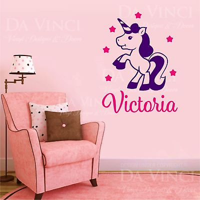 #ad Unicorn Pony Girl Custom Name Wall Personalized Custom Vinyl Sticker Decal E