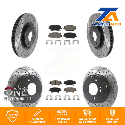#ad Front Rear Coated Drill Slot Disc Brake Rotors Ceramic Pad Kit For Hyundai Azera