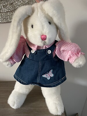 #ad Vintage Dan Dee White Bunny Rabbit Plush Easter Spring Dress Girl Bunny 20”
