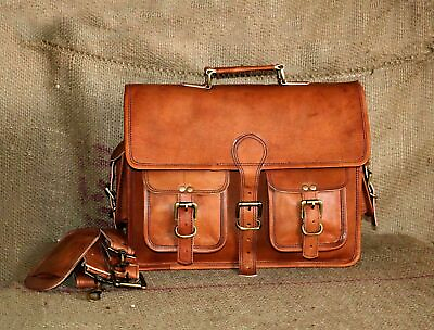 #ad 11quot; Men#x27;s Heavy Leather Vintage Laptop Handmade Briefcase Bag Satchel Messenger