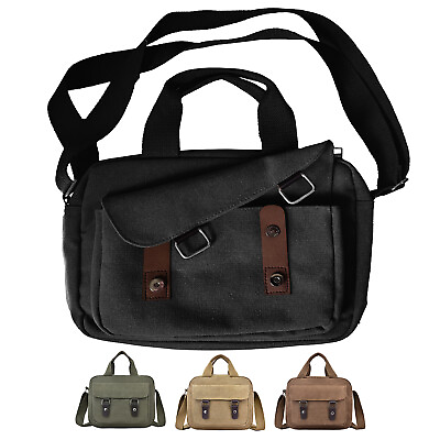 Vintage Shoulder Canvas Military Tech Bag with Padded Interior 12x9in 4 Colors $19.99