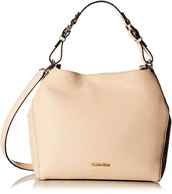 #ad NEW Calvin Klein Classic Leather Pebble Shopper Nude Handbag H6JCA6KT