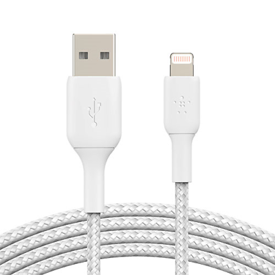 #ad Belkin CAA002bt2MWH BOOSTCHARGE Braided Lightning to USB A Cable 2m 6.6ft...