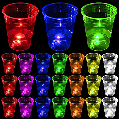 #ad Glow in the Dark Party Cups Favors for Party Supplies Neon 16oz 7 Colors 24Pcs