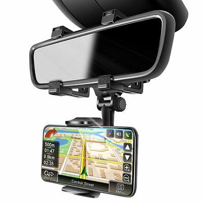 #ad Universal 360 Rotation Rearview Mirror Mount Stand For GPS iPhone Samsung Holder