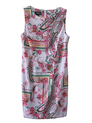 #ad AGB Multi Color Paisley amp; Flower Print Sleeveless Knee Length Dress Sz 12