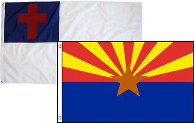 #ad 2x3 Christian Christ amp; State Arizona 2 Pack Flag Wholesale Combo 2#x27;x3#x27;