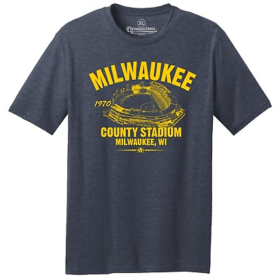 #ad Milwaukee County Stadium 1970 Baseball TRI BLEND Tee Shirt Milwaukee Brewers