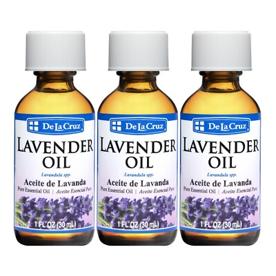 #ad De La Cruz® Pure Lavender Essential Oil 1 FL OZ. 3 PACK bottled in USA