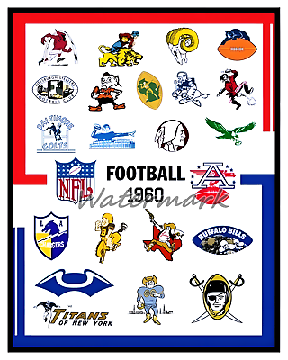 #ad 1960 NFL AFL Team Logo#x27;s Color REPRINT 8 X 10 Photo Picture