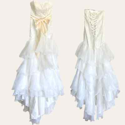 #ad Bridal Fit amp; Flare Wedding Dress Ruffle White Mermaid Bridal Gown Strapless SZ 4